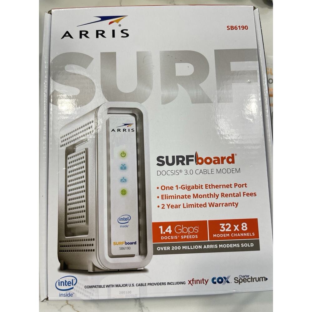 ARRIS Surfboard SB6190 Cable Modem, DOCSIS 3.0, 1 Gbps, 32x8